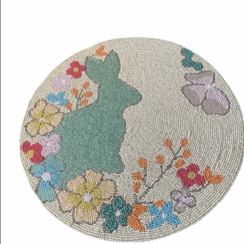 Rachel Zoe Easter Bunny Floral Spring Beaded Charger Placemat